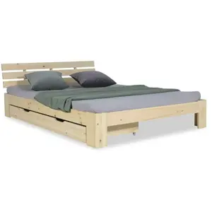 Comparateur de prix : Homestyle4U Lit double 140x200 cm avec tiroir de lit