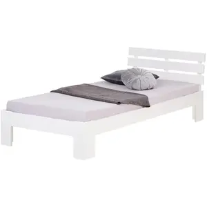 Comparateur de prix : Homestyle4U Lit 90x200 avec Sommier à Lattes Pin Blanc Sommier Bois Massif