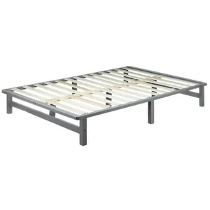 HOMESTYLE4U Lit en palette gris 140x200 cm - élégance et simplicité pour votre chambre 2194