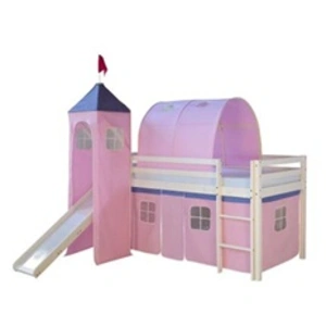 Homestyle4U Lit avec tour tunnel et rideaux rose pas cher