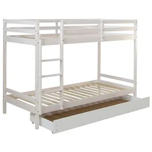 Homestyle4U Lit blanc superposé avec matelas et tiroir 90x200 pas cher
