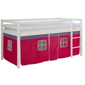 Non communiqué Lit mi-hauteur avec rideaux - rose pas cher