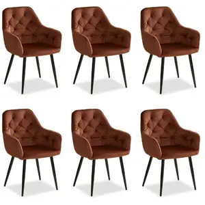 Homestyle4U Chaise de salle à manger lot 6 chaises marron 2347