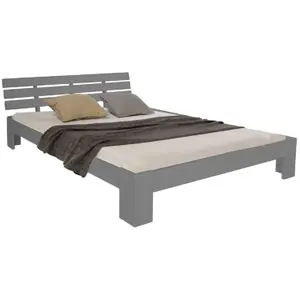 Comparateur de prix : Homestyle4U Lit double 140x200 gris matelas et sommier à lattes