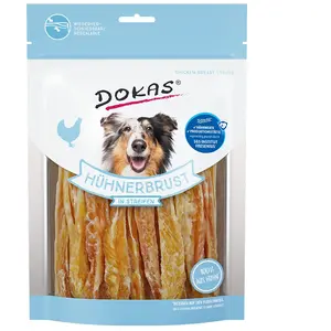 Comparateur de prix : Dokas Friandises pour chien - 4 x 250 g, blanc de poulet en lamelles