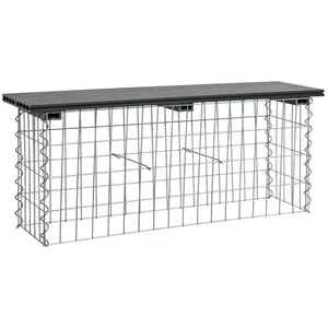 Estexo Banc de jardin à gabion en métal galvanisé et WPC 100 x 30 x 43 cm gris clair pas cher