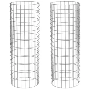 ESTEXO 2 Gabions de pierre colonne ronde en métal galvanisé ø 35 cm ha... pas cher