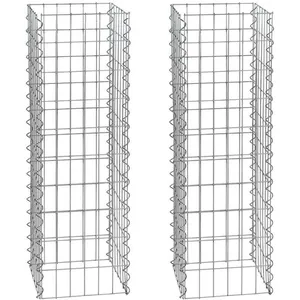 Estexo 2 Gabions à pierres colonne à 4 coins en métal galvanisé hauteur 100 cm pas cher