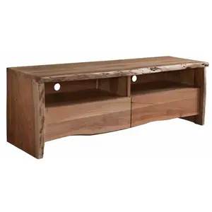 Comparateur de prix : Massivmoebel24 Meuble TV - Bois massif d'acacia laqué (Bois naturel) - Design naturel - PURE EDGE 108