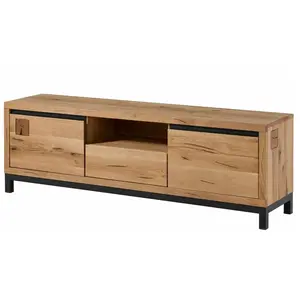 Comparateur de prix : Massivmoebel24 Meuble TV - Bois massif de chêne sauvage huilé (Bois naturel) - VILLANDERS 113