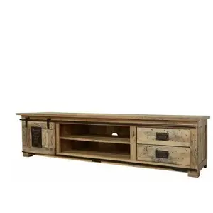 MASSIVMOEBEL24.DE Meuble tv 200x55 Manguier laqué Bois naturel railway 136 pas cher