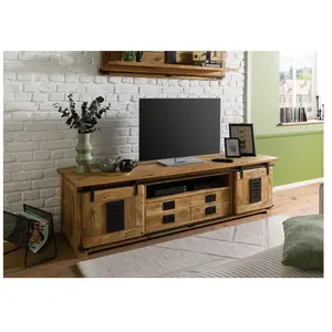 MASSIVMOEBEL24.DE Meuble TV 200x55 Manguier laqué Bois naturel RAILWAY 314Vendu parkaufland