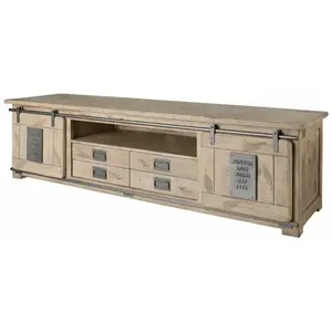 Comparateur de prix : Massivmoebel24 - Meuble tv 200x55 Manguier laqué blanchi railway 348