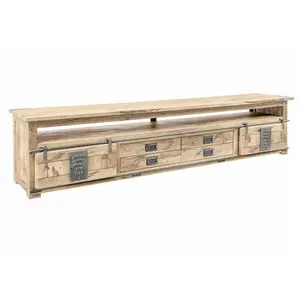 Massivmoebel24 Meuble TV 260x50 Manguier laqué Whitewash RAILWAY N° 355Vendu parkaufland