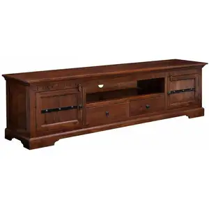 Comparateur de prix : Massivmoebel24 Meuble TV - Bois massif d'acacia laqué (Nougat) -OXFORD 326