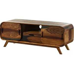 Massivmoebel24 Meuble tv en bois de Sheesham 134x40x48 marron foncé la... pas cher