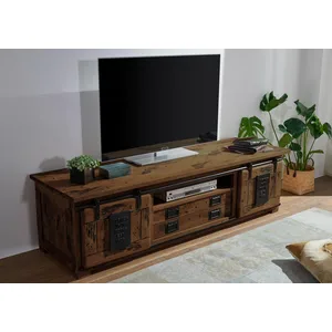 Comparateur de prix : Massivmoebel24 Meuble TV en bois d' acacia huilé RAILWAY N° 446