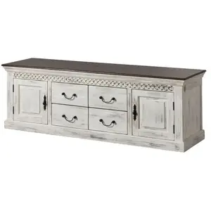 Comparateur de prix : MASSIVMOEBEL24.DE Meuble tv 180x50x60 en bois de manguier/ acacia blan...