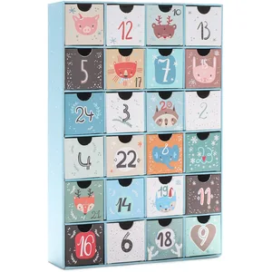 Calendrier de l'Avent à Remplir - BRUBAKER - Animal Christmas Blue - 24 Portes pas cher