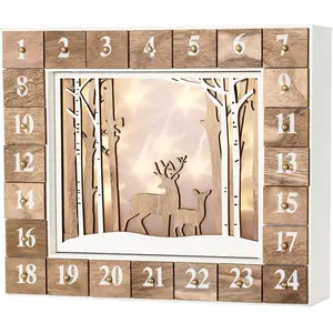 BRUBAKER - Calendrier de l'Avent Lumineux - 24 Tiroirs à remplir - For... pas cher