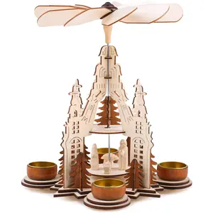 BRUBAKER Pyramide de Noël en Bois Naturel - Figurines peintes à la Main - 2 Étages - Hauteur 29 cm - BlancVendu paramazon