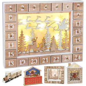 Calendrier de l'Avent bricolage en bois avec éclairage LED - HENRY BRU... pas cher