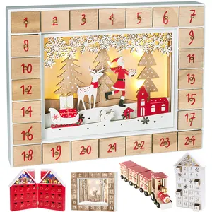 BRUBAKER Herbruikbare Houten Adventskalender om zelf te vullen - Kerst... pas cher