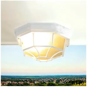 Comparateur de prix : Licht-erlebnisse - Plafonnier d'extérieur Milano blanche au design rét...