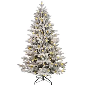 SALCAR Sapin de Noël Artificiel Enneigé avec Éclairage LED Blanc Chaud... pas cher