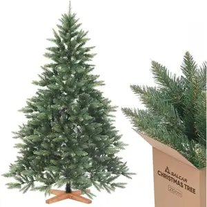SALCAR Sapin de Noël artificiel Nordmann 210 cm avec pied en bois 1077... pas cher
