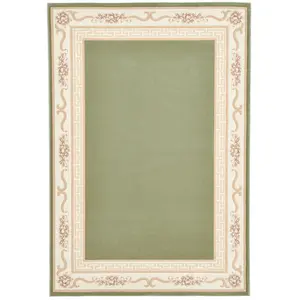 THEKO Tapis tissé avec bordure vert 40x60 cm pas cher