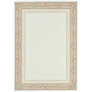 THEKO Tapis tissé avec bordure beige 40x60 cm pas cher