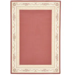 THEKO Tapis tissé avec bordure bois de roses 40x60 cm pas cher