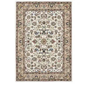 THEKO Tapis tufté main au design oriental beige 60x90 cm pas cher