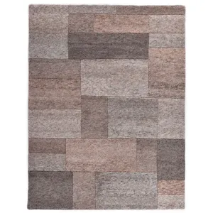 THEKO Tapis moderne noué main en laine bois de rose 60x90 cm pas cher