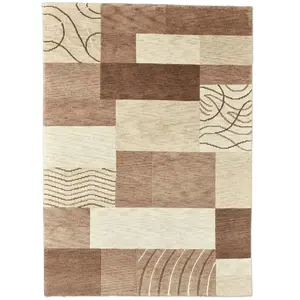 Tapis tufté main en laine vierge - marron 170x240 cm