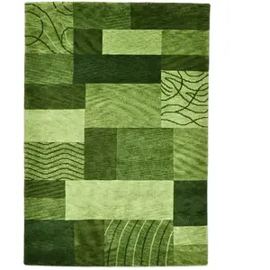 Tapis tufté main en laine vierge - vert 140x200 cm