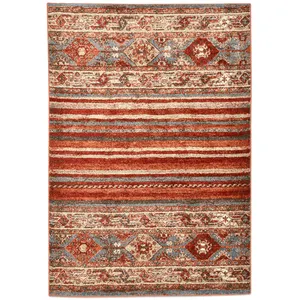THEKO Tapis tissé à la machine en polypropylène - rouge multi 160x230 cm pas cher