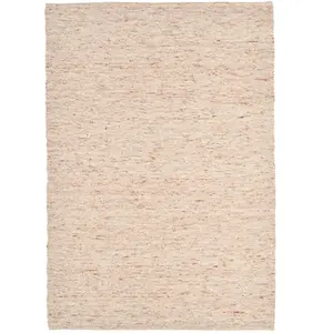 THEKO Tapis tissé main en laine vierge - Beige foncé 120x180 cm pas cher