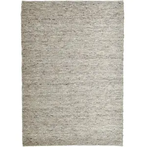 THEKO Tapis tissé main en laine vierge - marron 90x160 cm pas cher