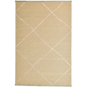 THEKO Tapis fin tissé machine en laine et viscose Or 60x100 cm pas cher