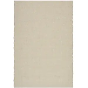THEKO Tapis tissé à la main en laine naturelle beige 140x200