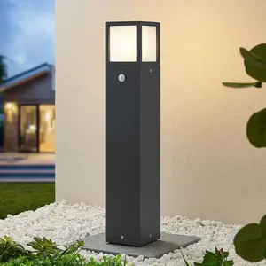 Comparateur de prix : Lucande Borne lumineuse Dewari, détecteur de mouvement, E27, 65 cm, IP54