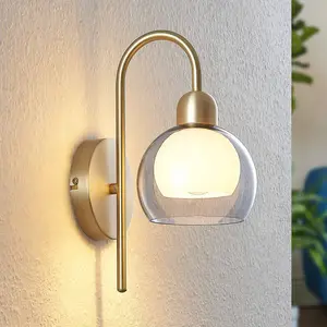 Comparateur de prix : Lucande Mylah applique murale avec abat-jour en verre, laiton
