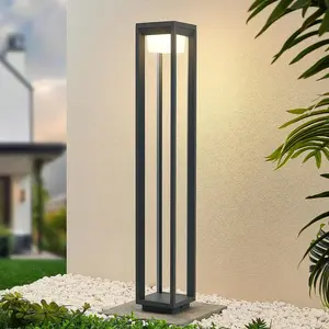 Comparateur de prix : Prios, borne lumineuse LED Gamion, 90 cm, anthracite, métal, IP54