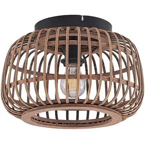 Lindby - Plafonnier à intensité variable 'Bominio' en bois pour salon & salle à manger pas cher