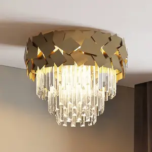 Lucande Miraia plafonnier en cristal, or pas cher