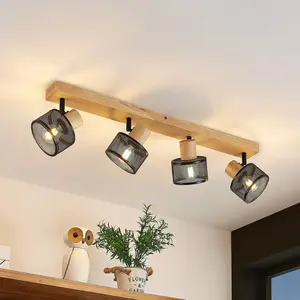 LINDBY Spot à intensité variable 'Evinora' en bois pour salon & salle à manger pas cher