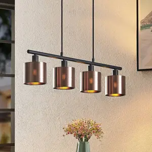 Lindby Joudy suspension à 4 lampes, bronze foncé