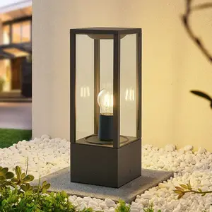 Comparateur de prix : Lindby, luminaire pour socle Peldar, hauteur 40 cm, anthracite, verre